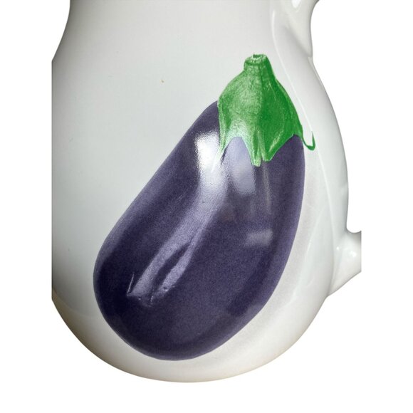 Fapor Ceramic Pitcher With Eggplant Design Made in Portugal Vase 8.5 Inches Tall - Picture 8 of 8